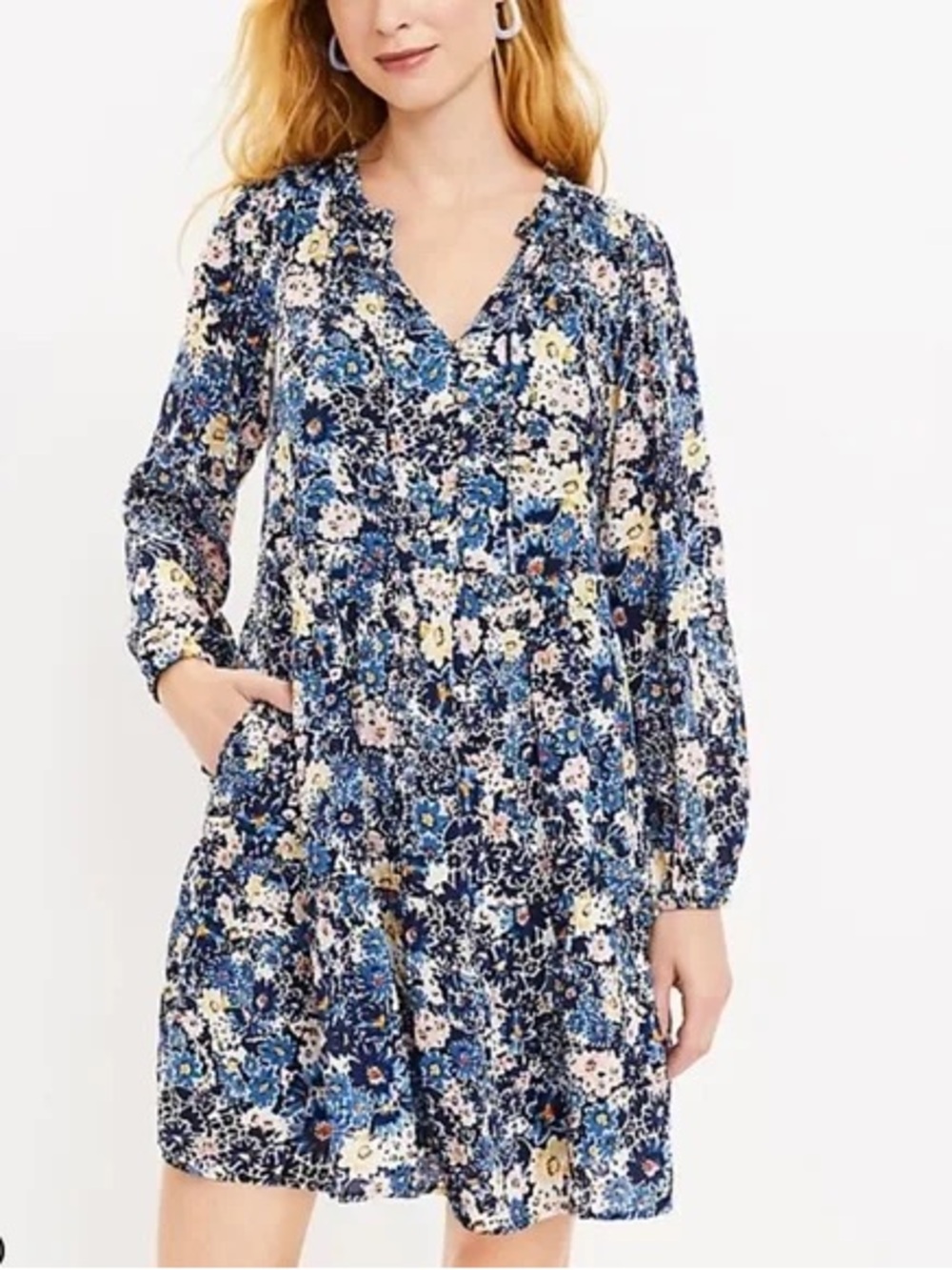LOFT Desert Garden Floral Tiered Mini Dress